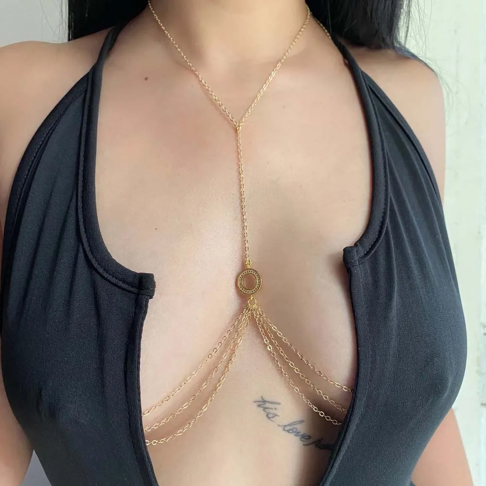 Body Jewelry Nipple Chain - Hollow Round Nipple Chains Non Piercing