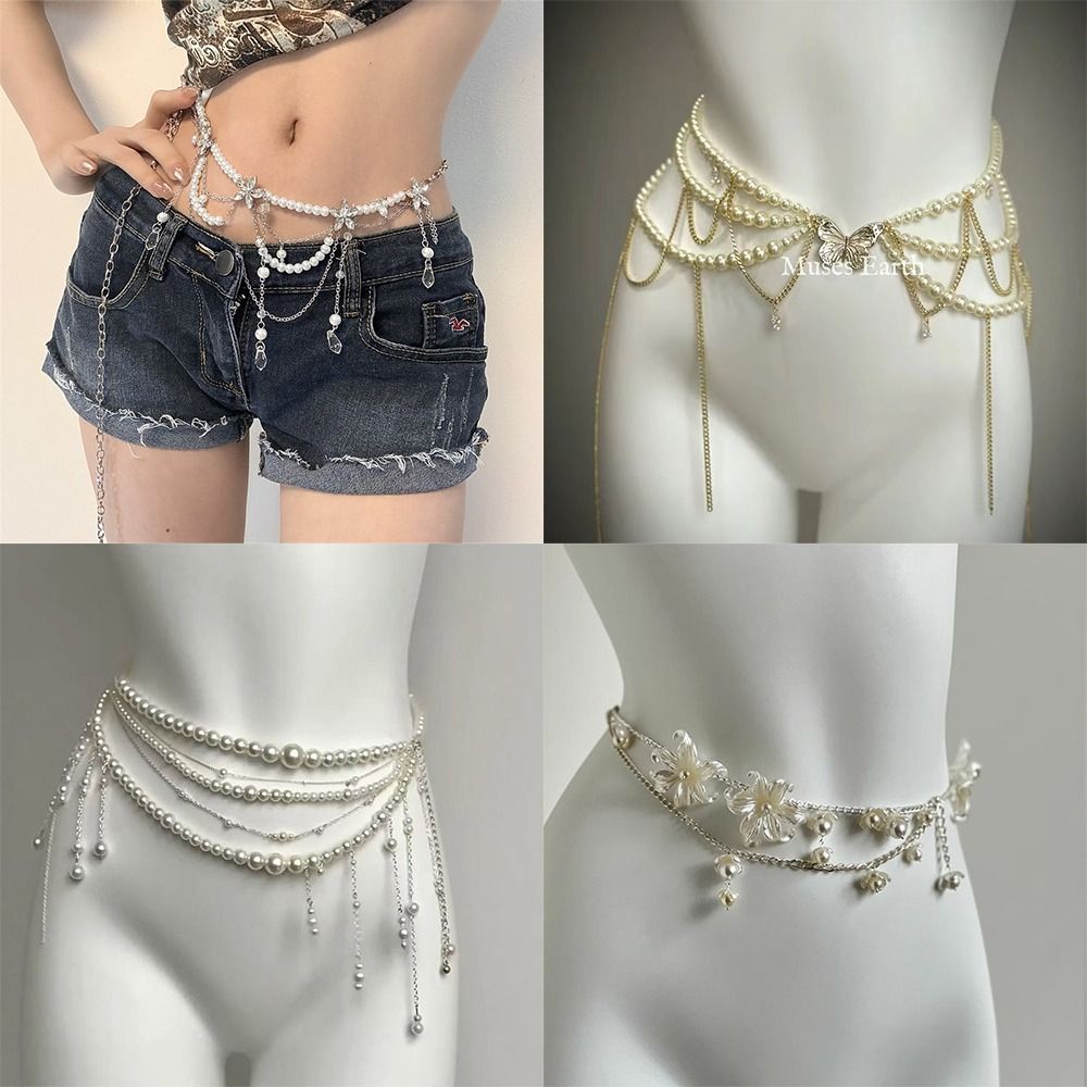 Body Jewelry By The Chain Gang - Fashion Elegant Pearl Waist Chains Waist