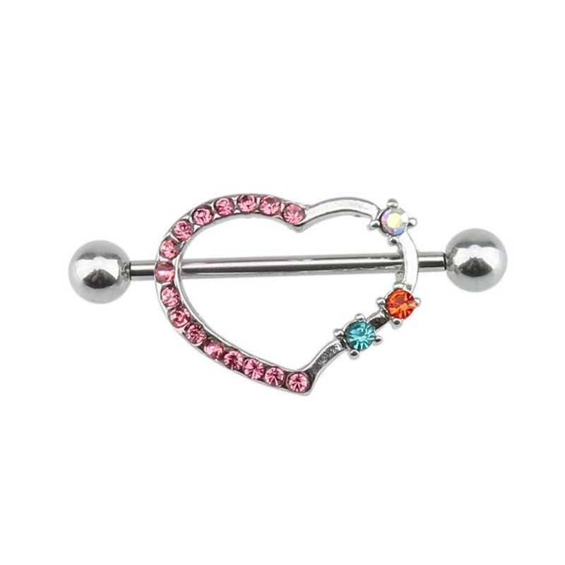 Núm vú Nhẫn Trái Tim Đá Quý Da - đánh giá và giá Body Jewelry Nipple Chain