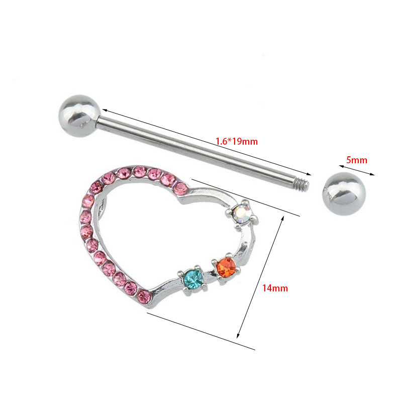 Núm vú Nhẫn Trái Tim Đá Quý Da - đánh giá và giá Body Jewelry Nipple Chain