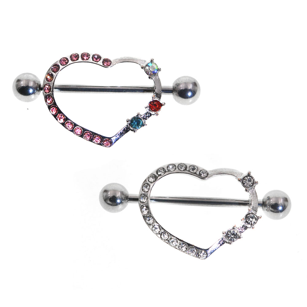 Núm vú Nhẫn Trái Tim Đá Quý Da - đánh giá và giá Body Jewelry Nipple Chain