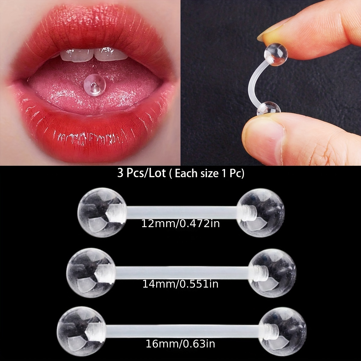 3pcs/Set (Each Size 1pc) Soft  - đánh giá và giá Body Jewelry In Store