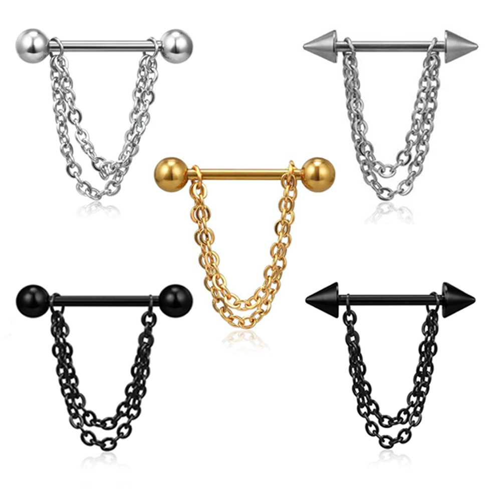 14G Black Punk Nipple Piercing - đánh giá và giá Body Jewelry Nipple Chain