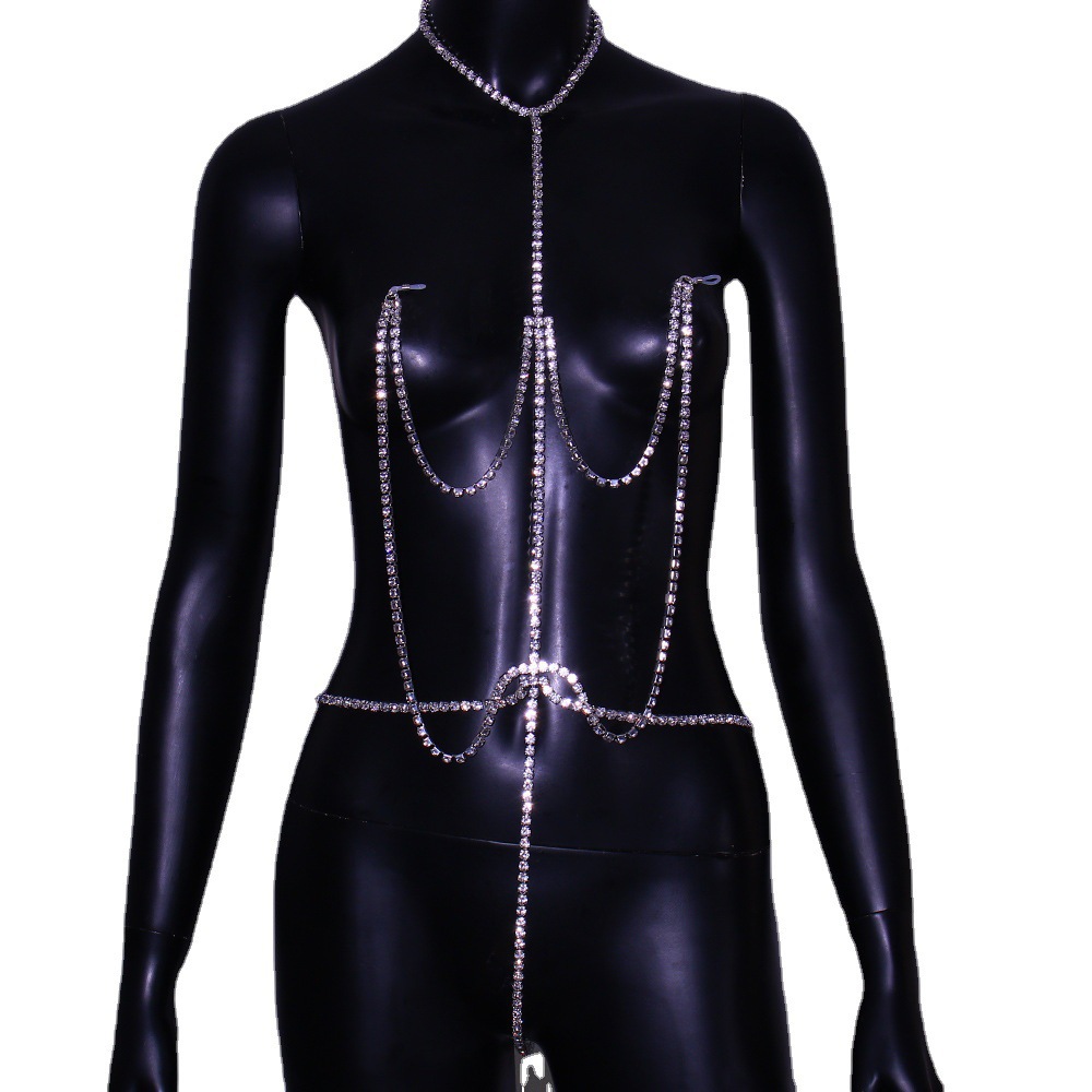 Chest Chain Sexy Rhinestone Ni - đánh giá và giá Body Jewelry Nipple Chain