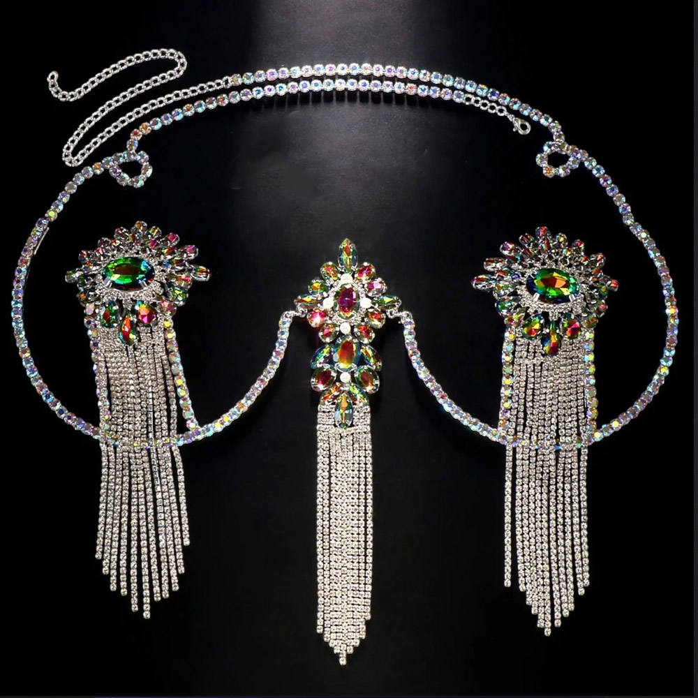 Sexy Tassel Color Crystal Ches - đánh giá và giá Body Jewelry Nipple Chain